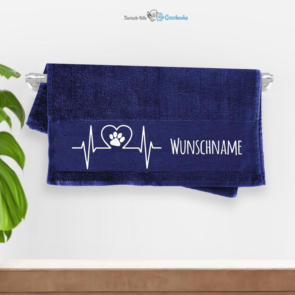 Premium Handtuch Hundespruch - Herz 2 Wunschname - Tierisch tolle Geschenke