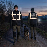 Premium Warnweste schwarz - Reissverschluss und Brusttaschen Vorderansicht
