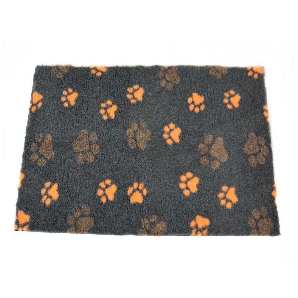 ProFleece Hundedecke anthrazit mit orangenen Pfoten - Tierisch tolle Geschenke