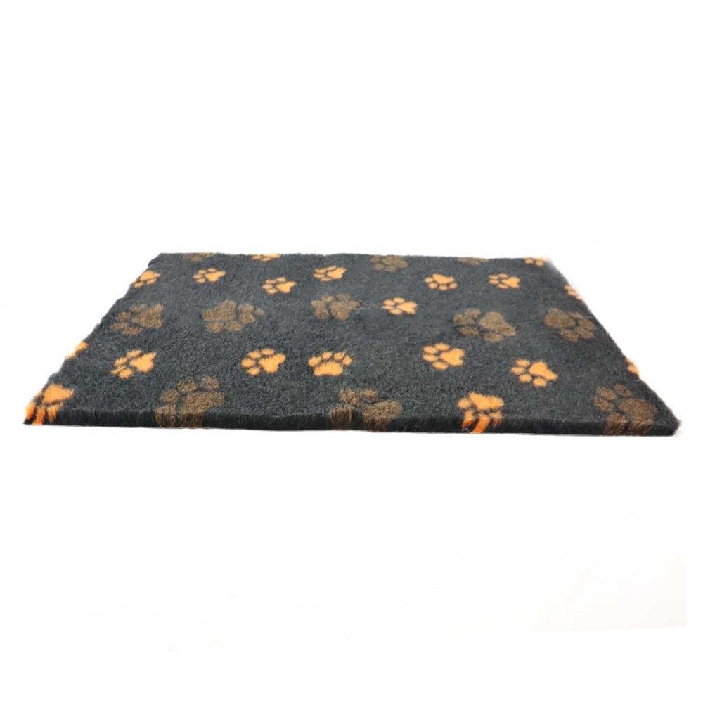 ProFleece Premium Hundedecke Anthrazit Mit Roten Pfoten - Rutschfest, Antibakteriell, Größe M 100x75 Cm