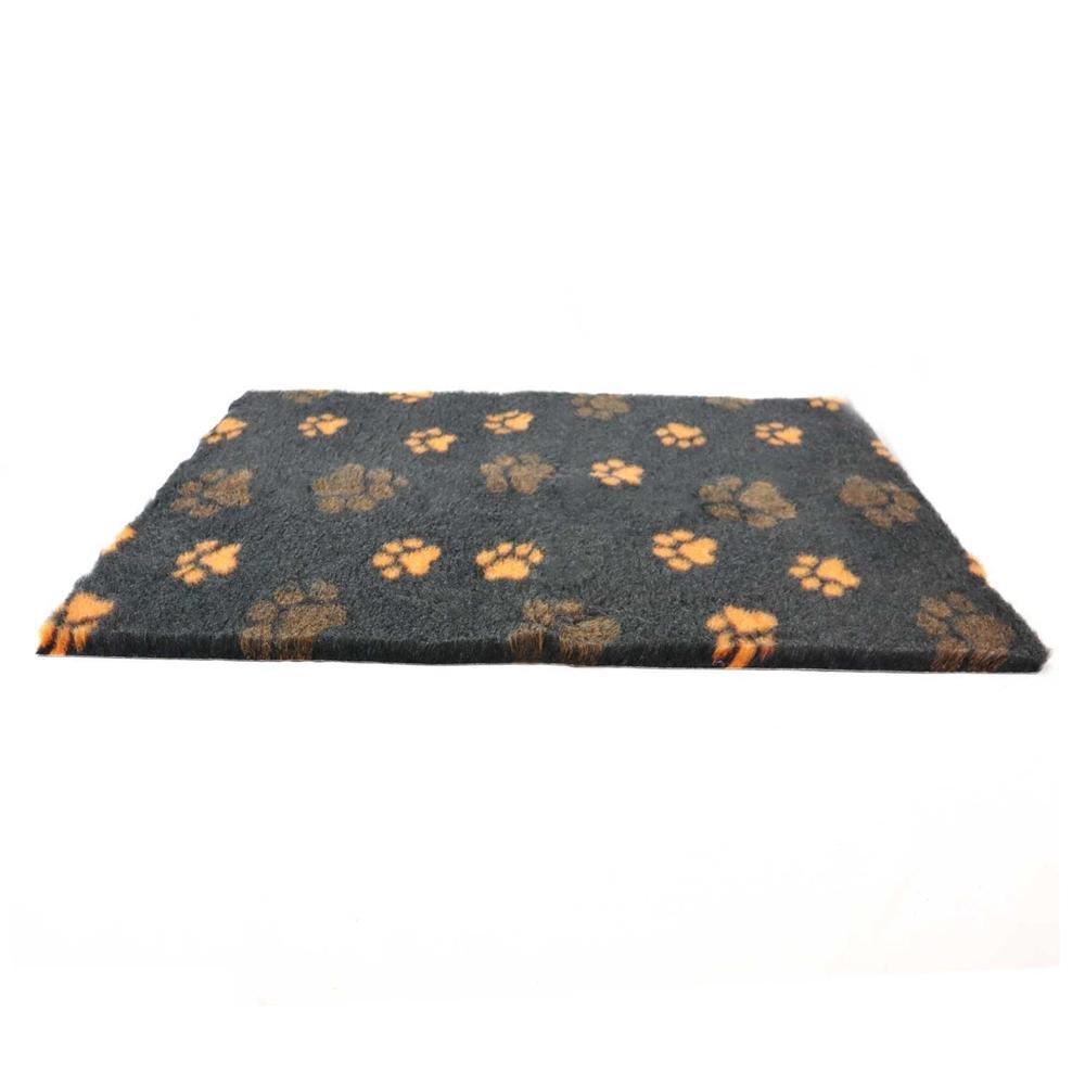 ProFleece Hundedecke anthrazit mit orangenen Pfoten - Tierisch tolle Geschenke