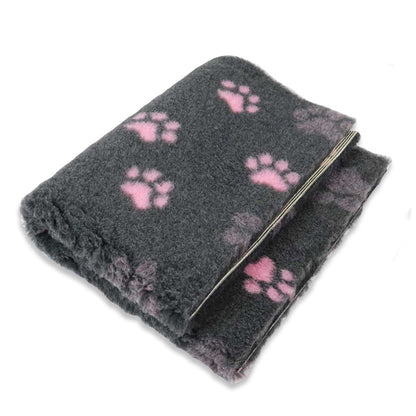 ProFleece Hundedecke anthrazit mit pinken Pfoten - rutschfest