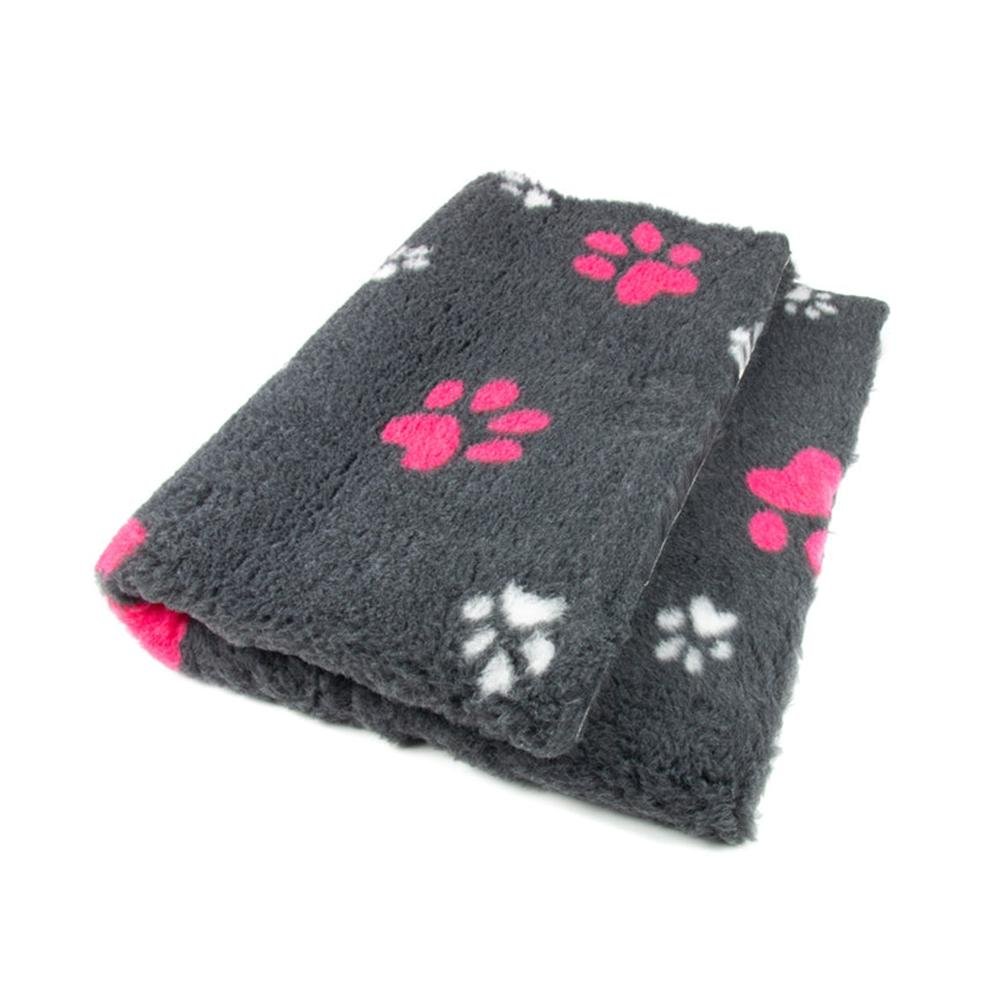 ProFleece Hundedecke anthrazit mit pinken und weißen Pfoten - Tierisch tolle Geschenke