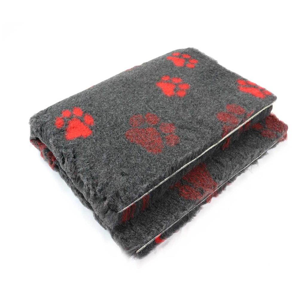 ProFleece Hundedecke anthrazit mit roten Pfoten - Tierisch tolle Geschenke