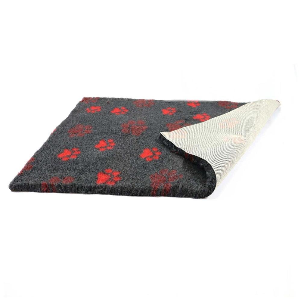 ProFleece Hundedecke anthrazit mit roten Pfoten - Tierisch tolle Geschenke