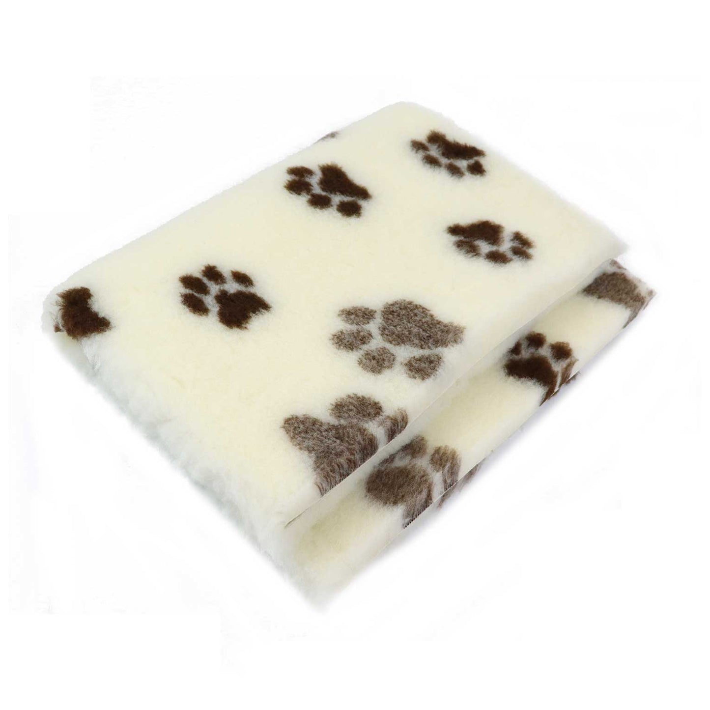 ProFleece Hundedecke creme mit braunen Pfoten - rutschfest