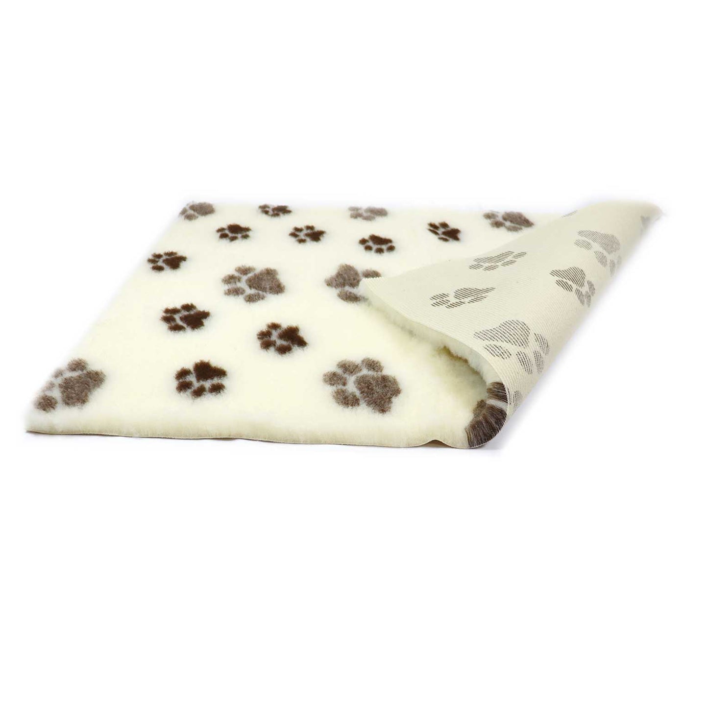 ProFleece Hundedecke creme mit braunen Pfoten - rutschfest