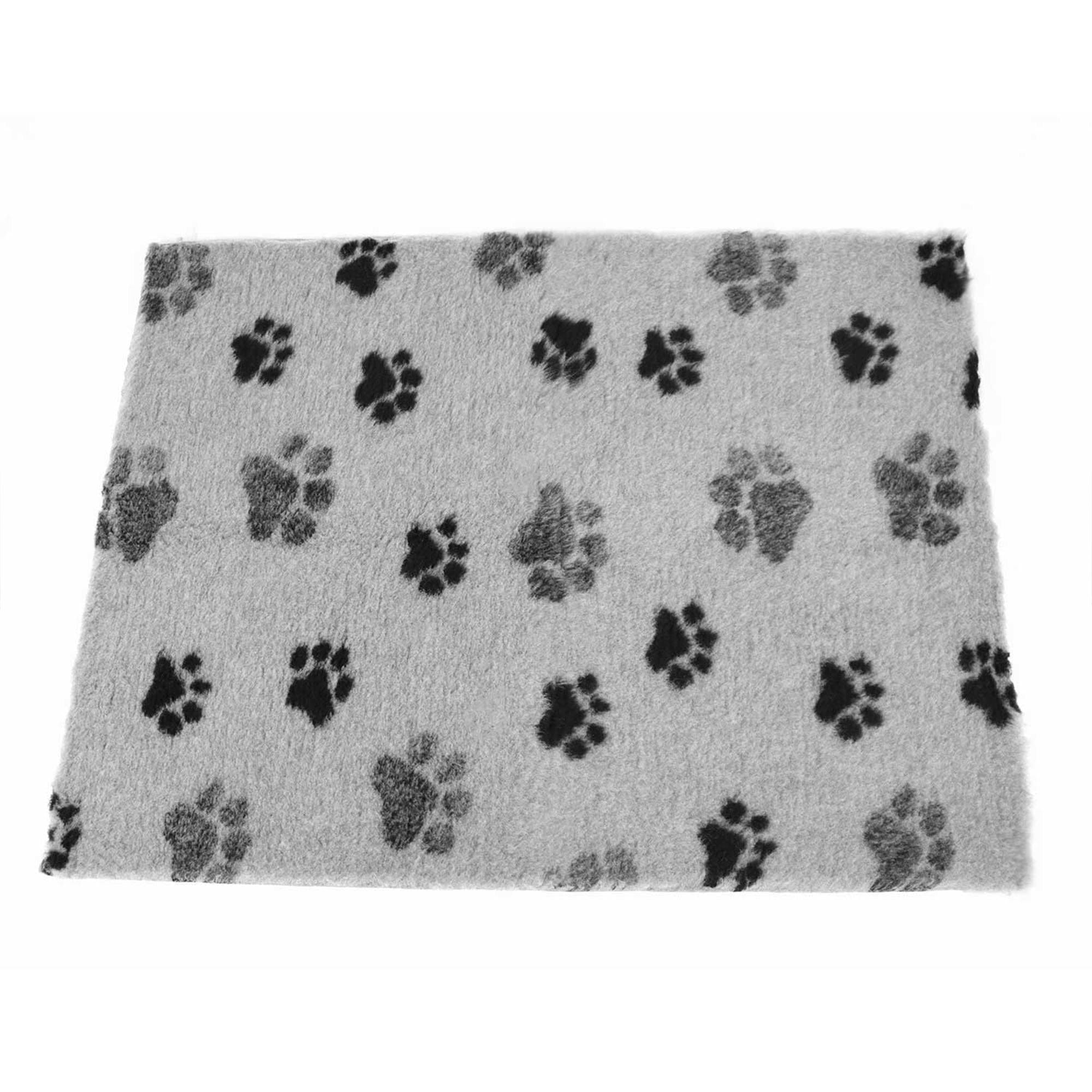 ProFleece Hundedecke grau mit schwarzen Pfoten - rutschfest-tierisch-tolle-geschenke