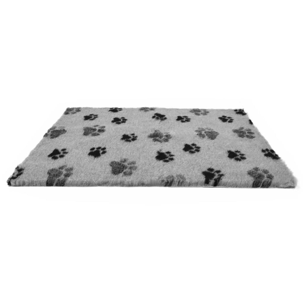 ProFleece Hundedecke grau mit schwarzen Pfoten - rutschfest-tierisch-tolle-geschenke