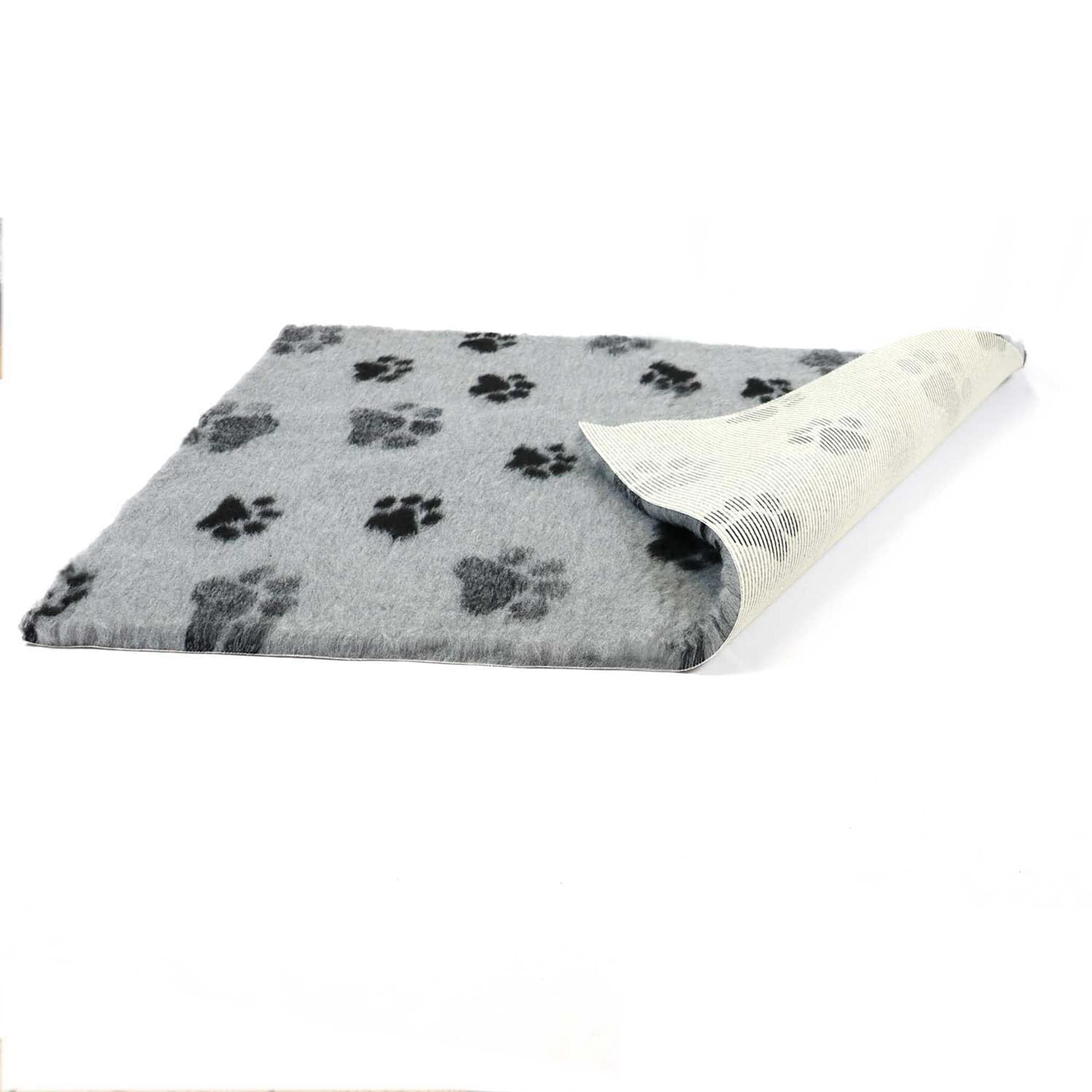 ProFleece Hundedecke grau mit schwarzen Pfoten - rutschfest-tierisch-tolle-geschenke