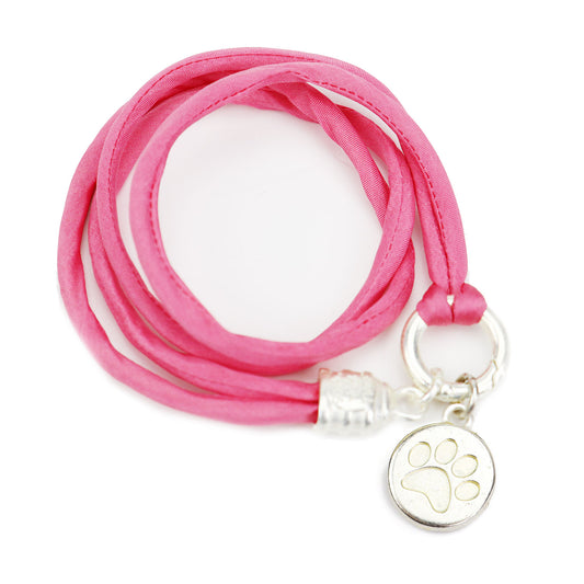 SchauTime Seiden Armband -Pfote rosa silber Limited Edition-