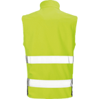 Die Rückansicht einer neongelben Hundesportweste