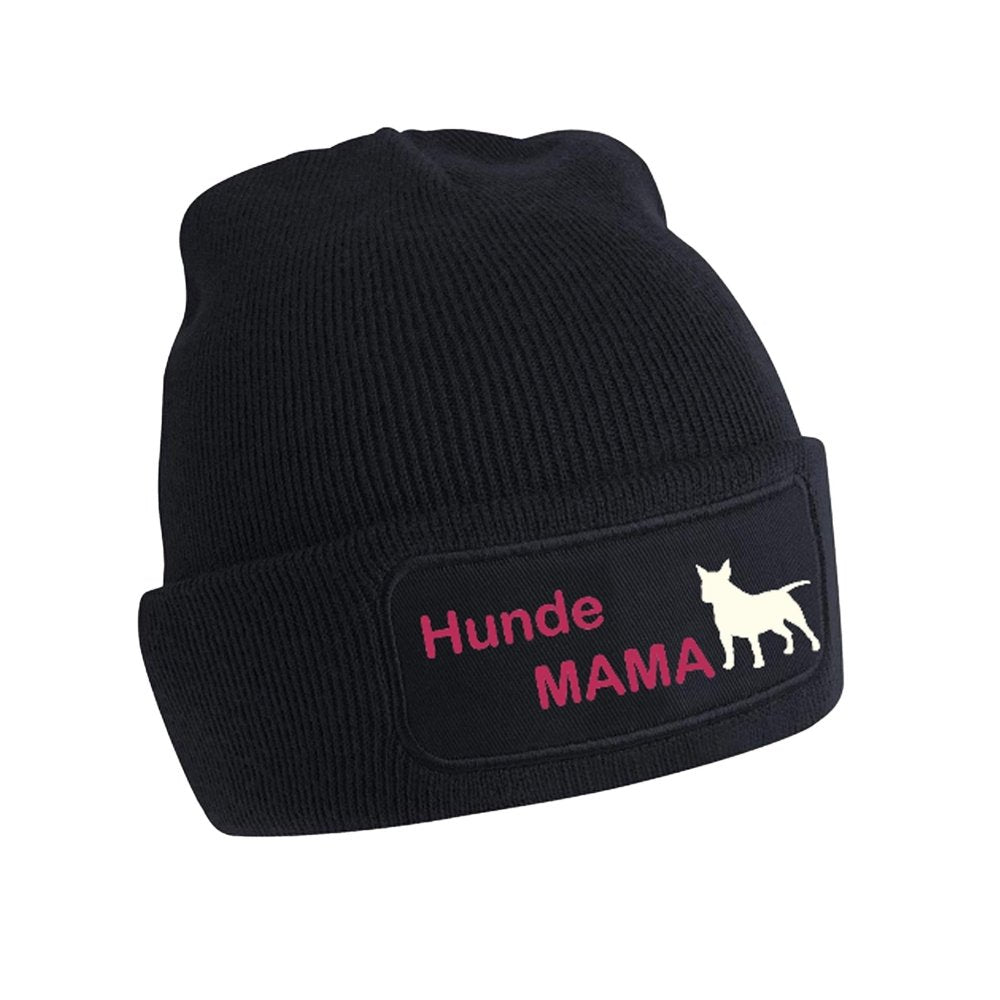 Strickmütze Hunderasse Hundemama bunter Druck