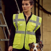 Warnweste Hundesport vorne mit Reißverschluss und Brusttaschen