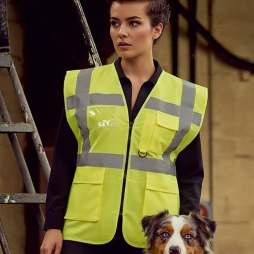 Warnweste Hundesport vorne mit Reißverschluss und Brusttaschen