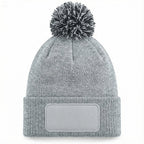 Warme Wintermütze mit Hundemotiv grau-meliert