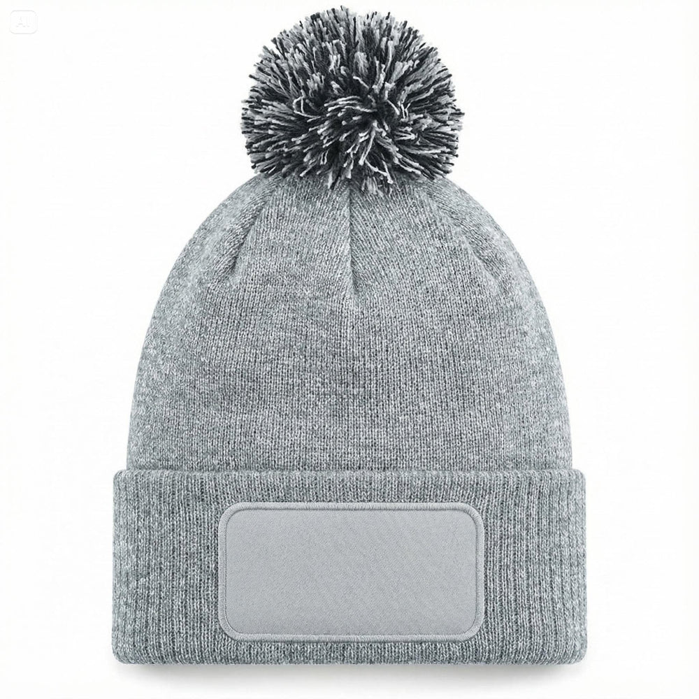 Warme Wintermütze mit Hundemotiv grau-meliert