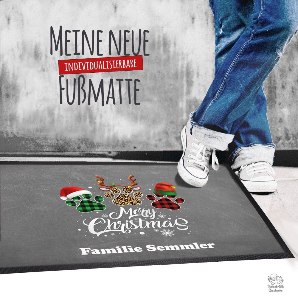Fußmatte - Schmutzfangmatte - Weihnachtspfötchen - 40 x 60 cm-Tierisch-tolle-Geschenke-Tierisch-tolle-Geschenke