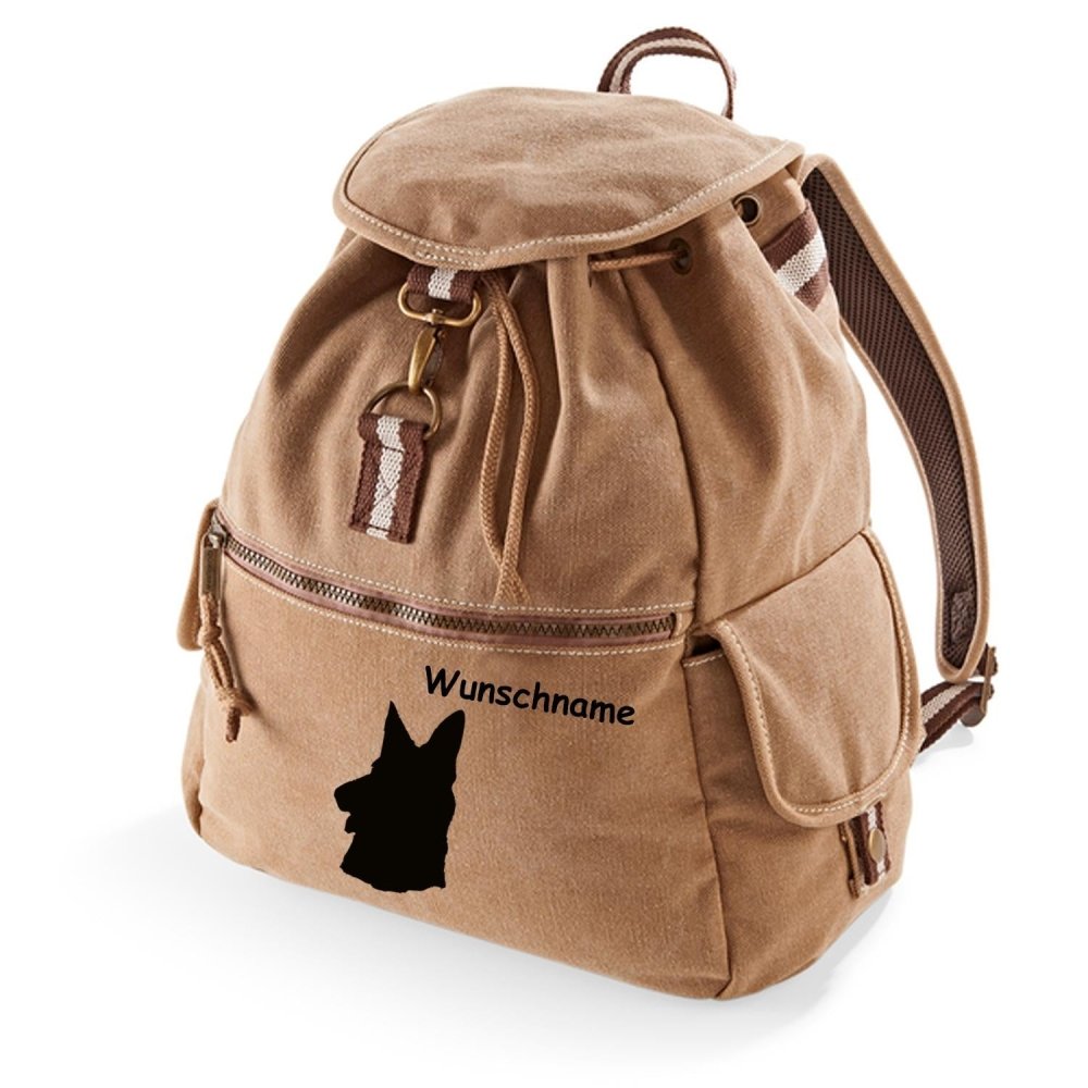 Canvas Rucksack Hunderasse: Schäferhund Kopf-Tierisch tolle Geschenke