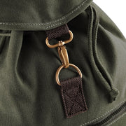 Canvas Rucksack Karabiner oliv – Hundesport Rucksack Detail