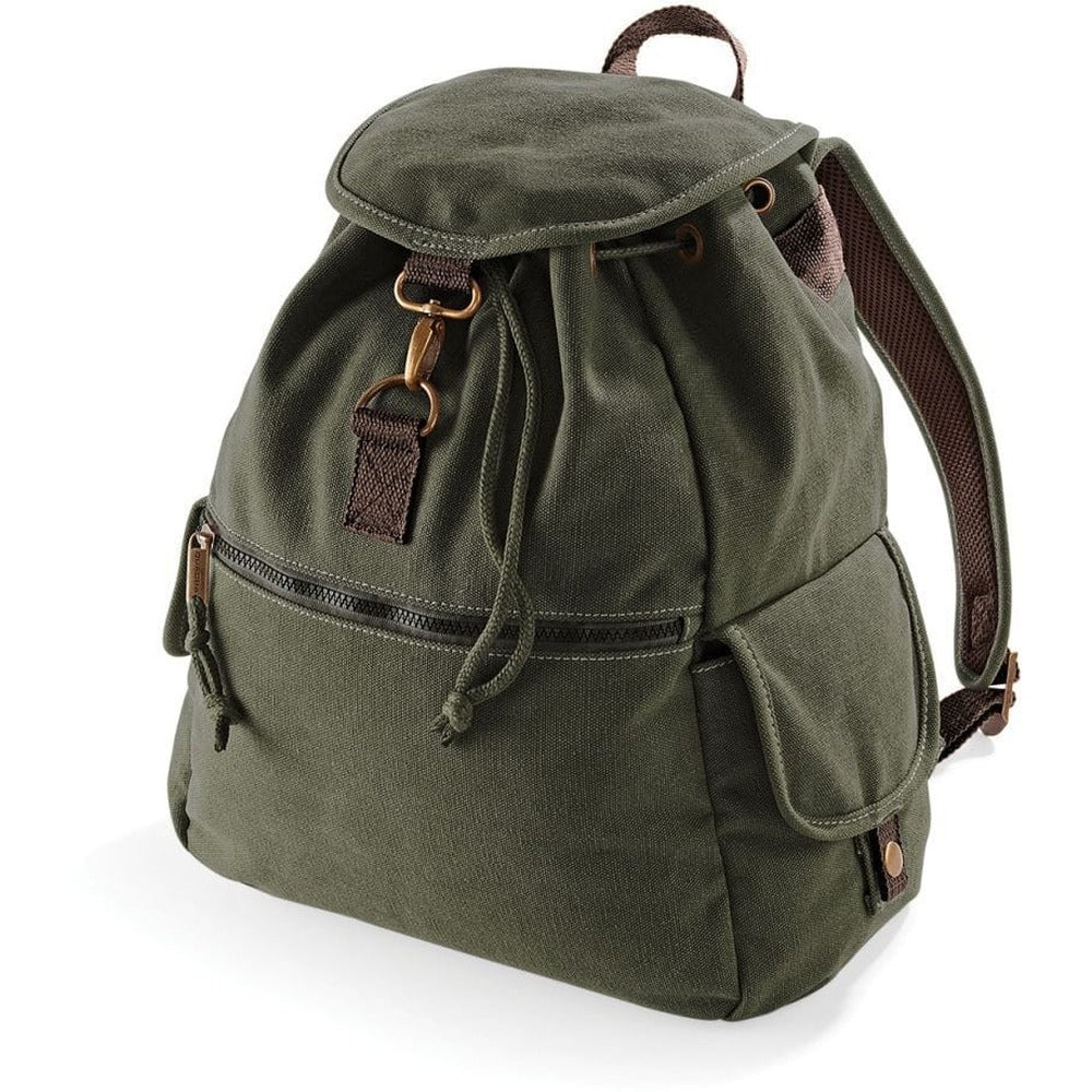 Canvas Rucksack Oliv mit Hunderassen-Silhouette - personalisierbar