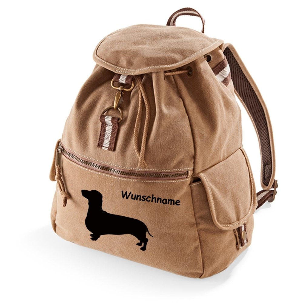Canvas Rucksack Hunderasse: Dackel Kurzhaar-Tierisch tolle Geschenke
