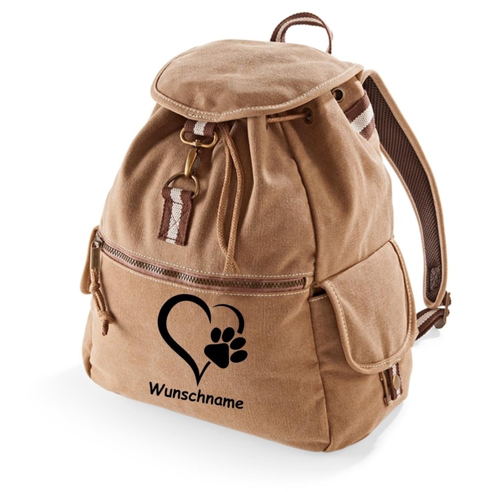Canvas Rucksack: Herz mit Pfote-Tierisch tolle Geschenke