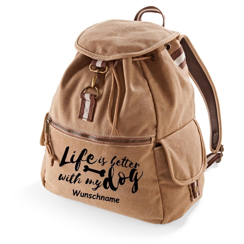 Canvas Rucksack: Life is better with my dog-Tierisch tolle Geschenke