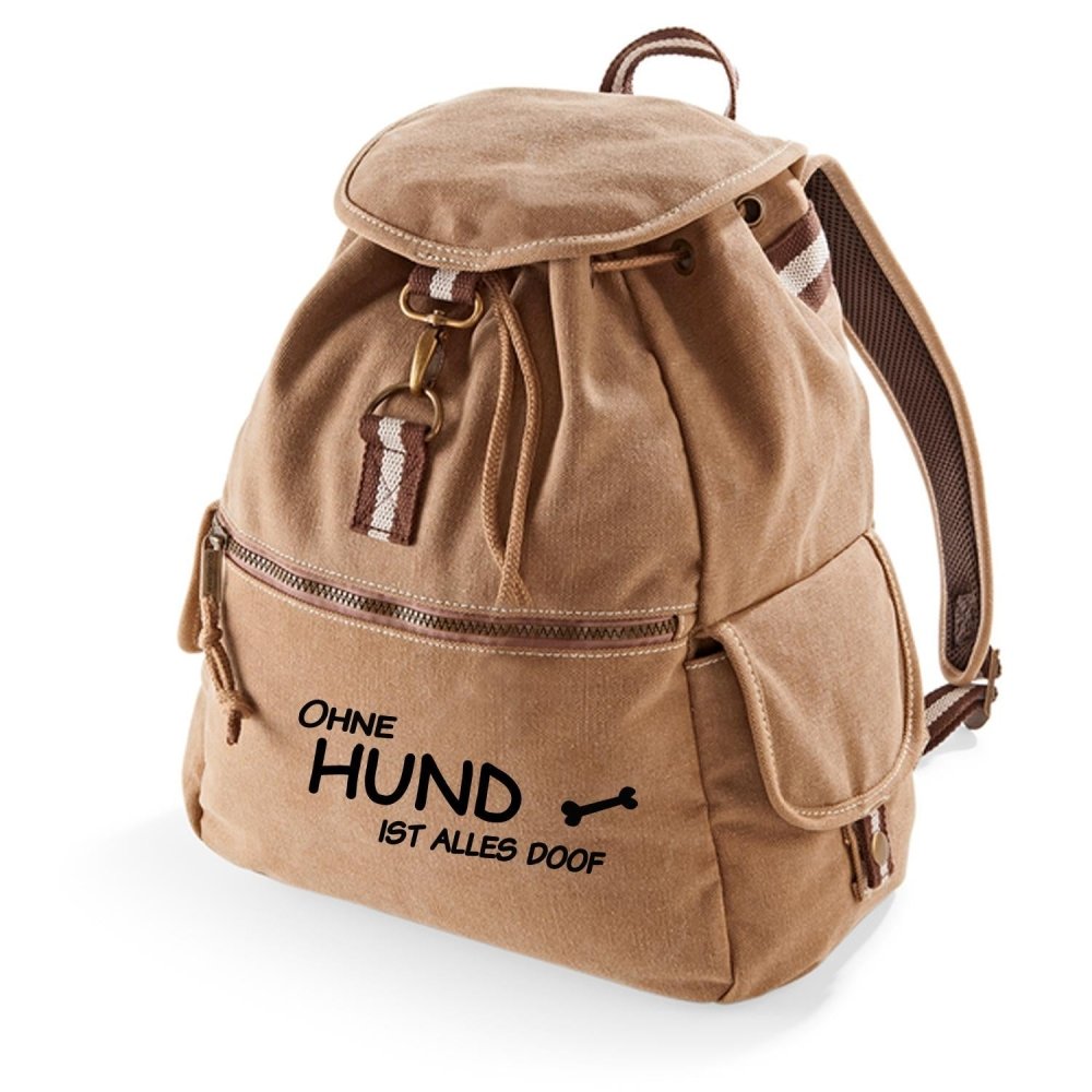 Canvas Rucksack: Ohne Hund ist alles doof-Tierisch tolle Geschenke
