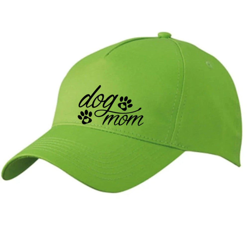 Limettengrüne Basecap mit Dog-Mom-Motiv
