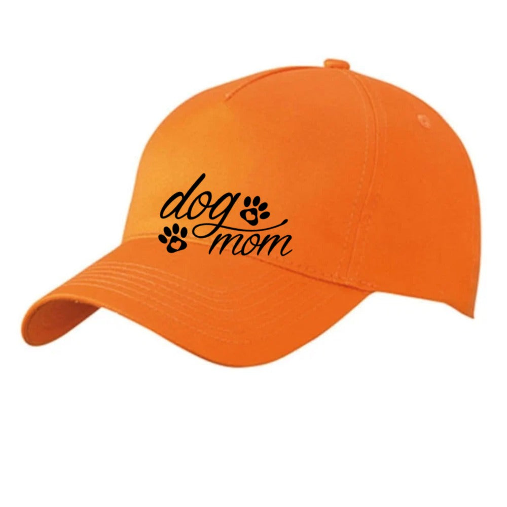 Orange Basecap mit Dog-Mom-Motiv
