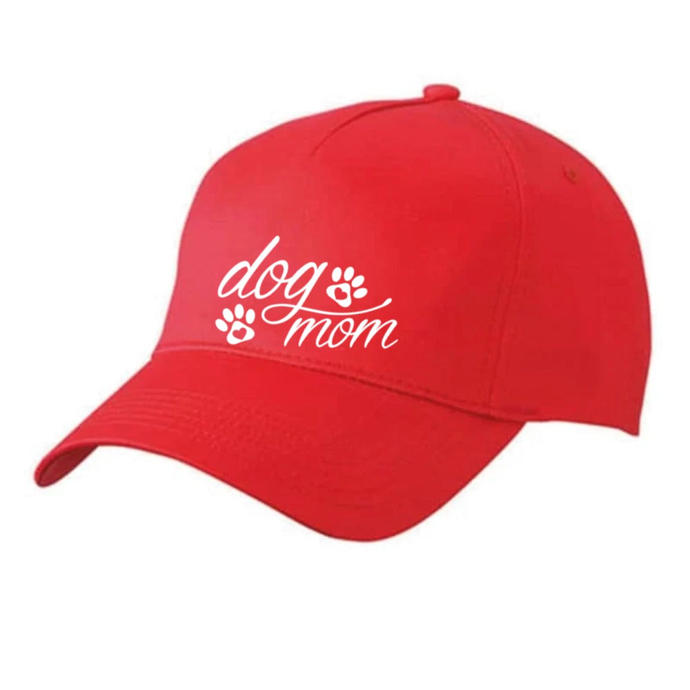 Rote Basecap mit Dog-Mom-Motiv