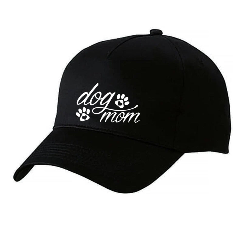 Schwarze Basecap mit Dog-Mom-Motiv