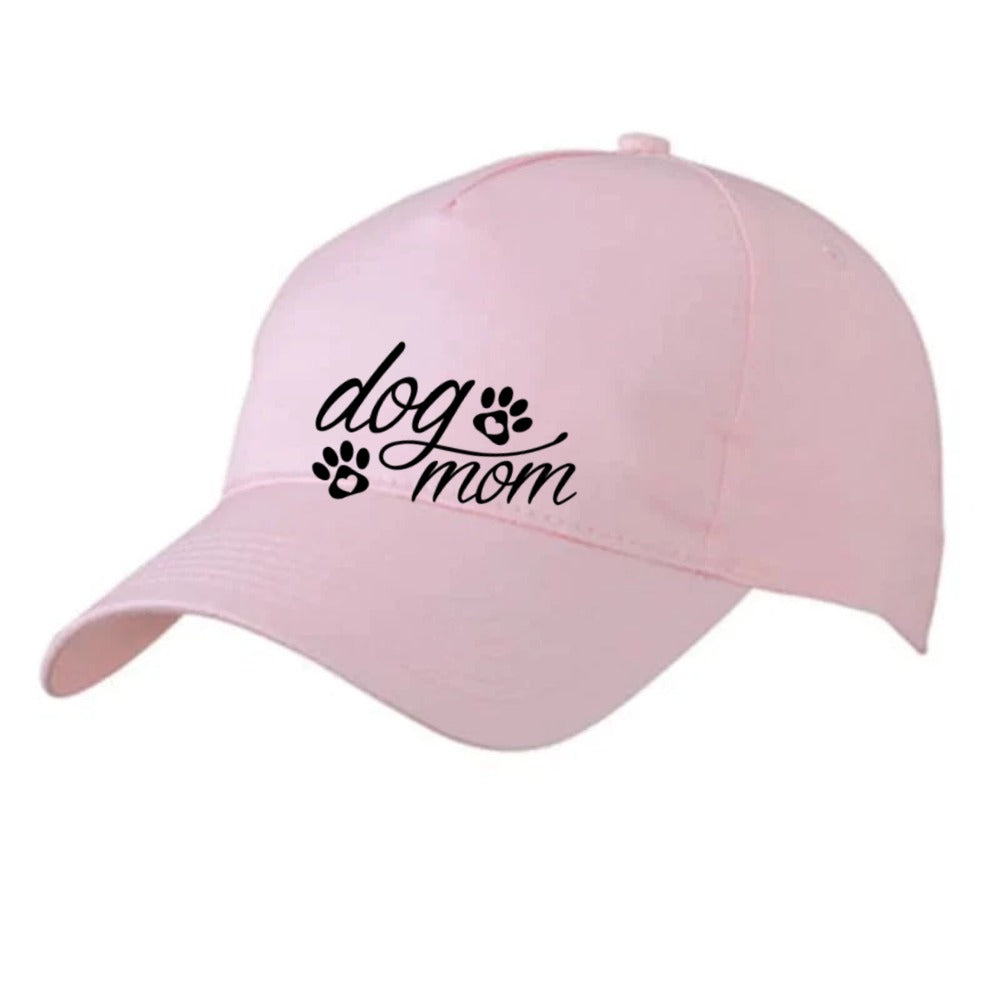 Roséfarbene Basecap mit Dog-Mom-Motiv