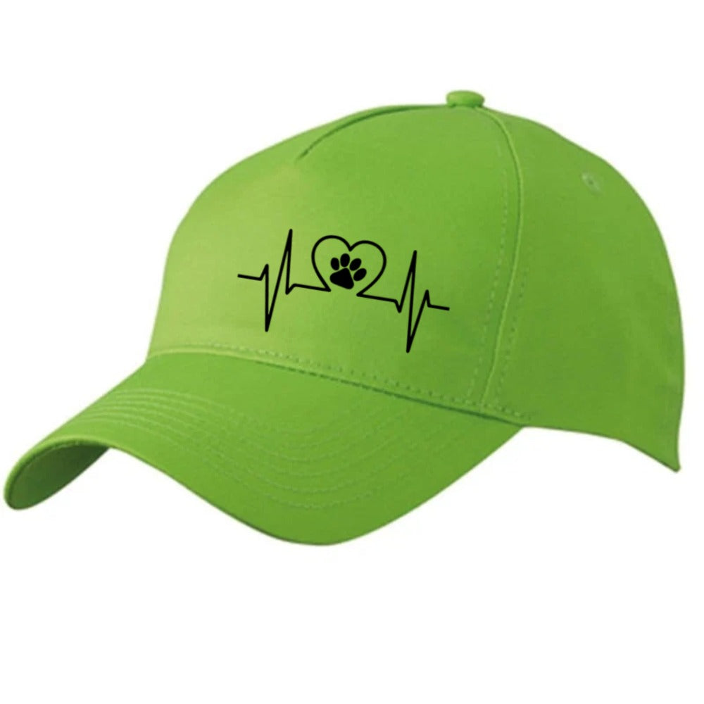 Limettengrüne Basecap mit Herzschlag-Motiv