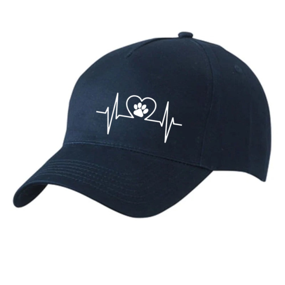 Navyblaue Basecap mit Herzschlag-Motiv