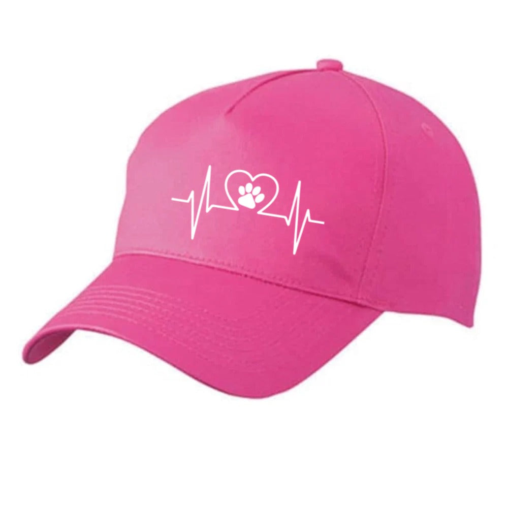 Pinke Basecap mit Herzschlag-Motiv