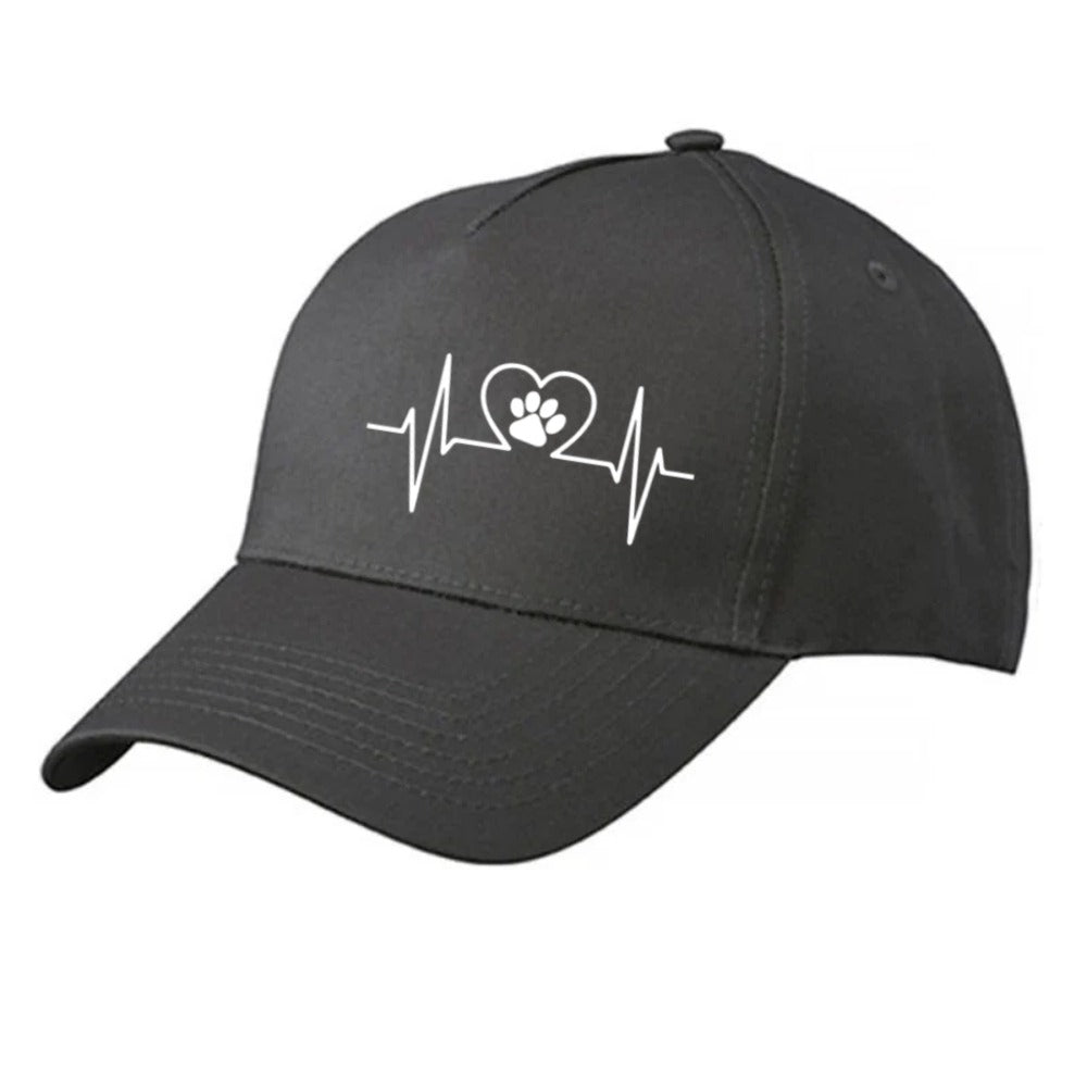 Anthrazitfarbene Basecap mit Herzschlag-Motiv