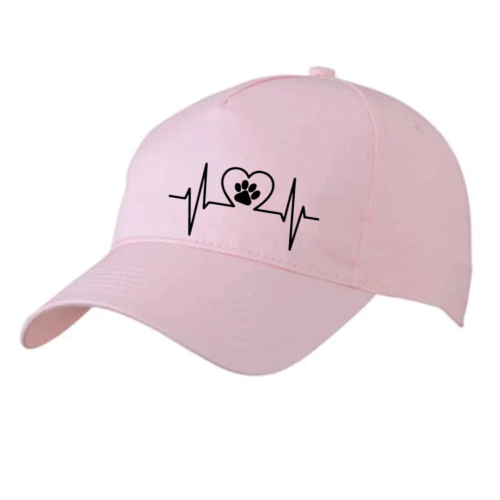 Roséfarbene Basecap mit Herzschlag-Motiv