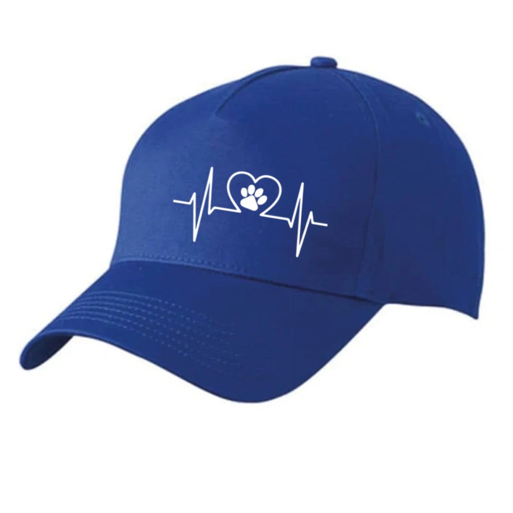 Royalblaue Basecap mit Herzschlag-Motiv