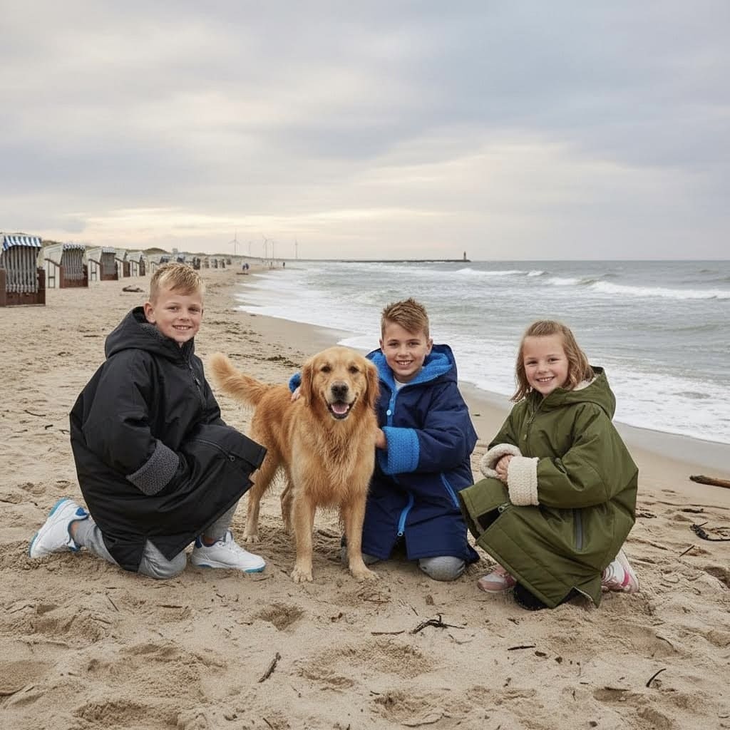 Wetterfester Strand- & Umziehmantel für Hundemenschen | Beach Dog Edition