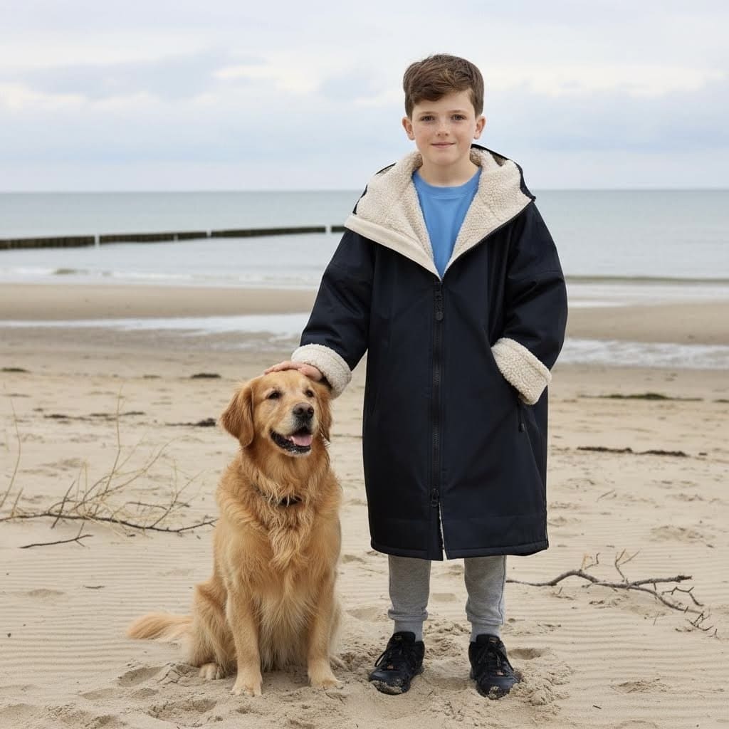 Wetterfester Strand- & Umziehmantel für Hundemenschen | Beach Dog Edition