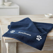 Hunde-Handtuch Hunderassen Edition – mit Silhouetten deiner Rasse und Wunschname, 100 × 50 cm