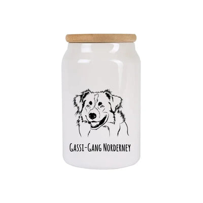 Leckerlidose mit Australian Shepherd-Motiv, Handgezeichnet, Motiv 1