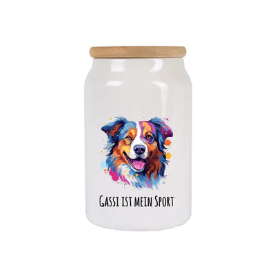 Leckerlidose mit Australian Shepherd-Motiv, Pop Art