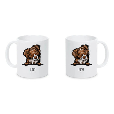 Keramiktasse mit Australian Shepherd-Motiv, Stilporträt, Motiv 2
