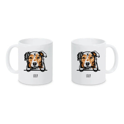Keramiktasse mit Australian Shepherd-Motiv, Stilporträt, Motiv 1