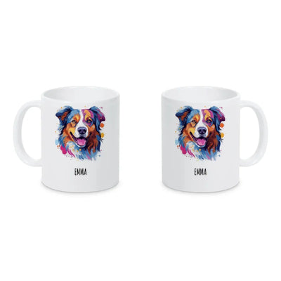 Keramiktasse mit Australian Shepherd-Motiv, Pop Art