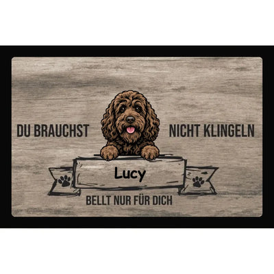 Fußmatte „Du brauchst nicht klingeln“ mit Barbet-Motiv