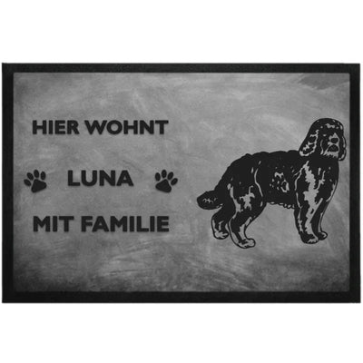 Fußmatte „Hier wohnt“ mit Barbet-Motiv